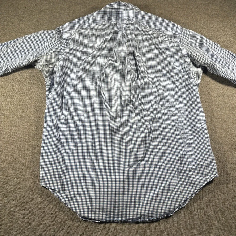 Ralph Lauren Button Down Shirt Mens Large Blue Gingham Classic Fit Long Sleeve